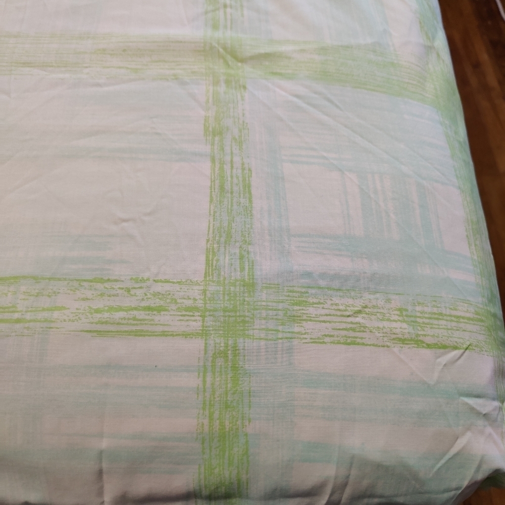Vintage Queen Fitted Sheet / Blue/Green Pastel / Watercolor